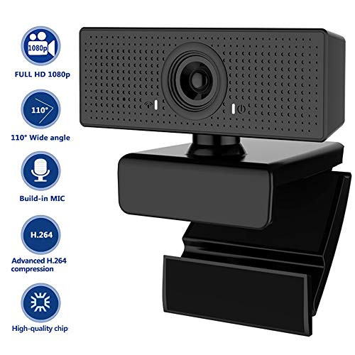 Webcam with Microphone, 1080P HD Webcam Streaming Computer Web Camera -USB Wide Angle Computer Camera for Mac YouTube Skype OBS, Laptop Desktop Webcam for Video Calling Gaming Recording Conferencing