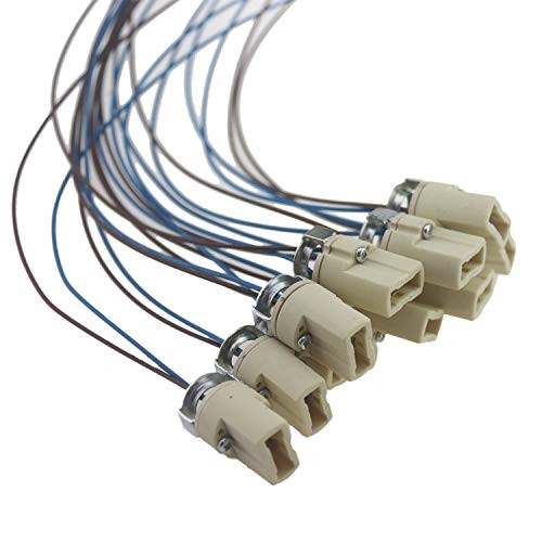 10pcs Ceramic Standard Medimun Screw Base Socket G9 Bulb Holders With Wire for Hot Halogen Bulb (G9 10pcs)
