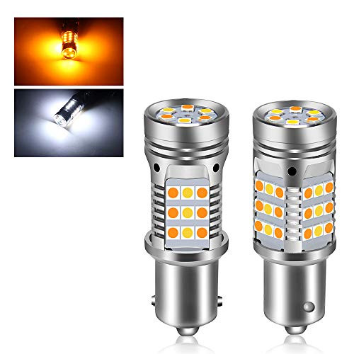 1157 LED Bulbs Error Free Canbus Ready Anti Hyper Flash 42-LED Built in Resistor Amber Turning Signal Light White Side Light BAY15D 1157 2057 2357 7528 1157A 150° Led Bulb (White Amber 1157)