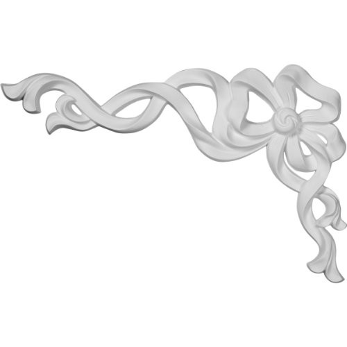 Ekena Millwork ONL08X13X01VE-L 8 1/4-Inch W by 13-Inch H by 7/8-Inch P Versailles Medium Ribbon with Bow Onlay, Left