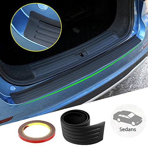 JUSTMOS Trunk Mat Rear Bumper Sticker - SEAMETAL 35.4" Back Rear Bumper Cover Rubber Door Sill Guard for Sedan Car Pickup Car Stickers, Ultra-light Weighted, Durable, Flexible,and Bendable