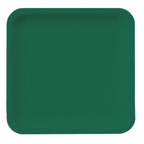 Creative Converting Touch of Color 18 Count Square Paper Dinner Plates, Hunter Green