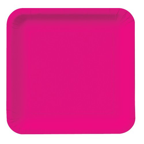 Creative Converting Touch of Color 18 Count Square Paper Lunch Plates, Hot Magenta