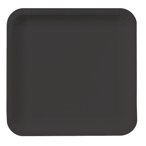 Creative Converting Touch of Color 18 Count Square Paper Dinner Plates, Black Velvet