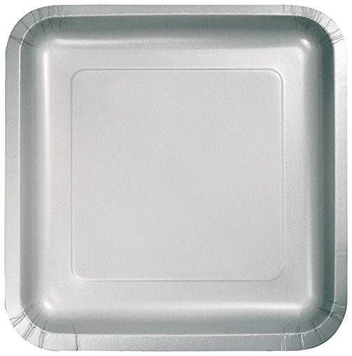 Creative Converting Dinner SQ. DD Plates, 9", Shimmering Silver
