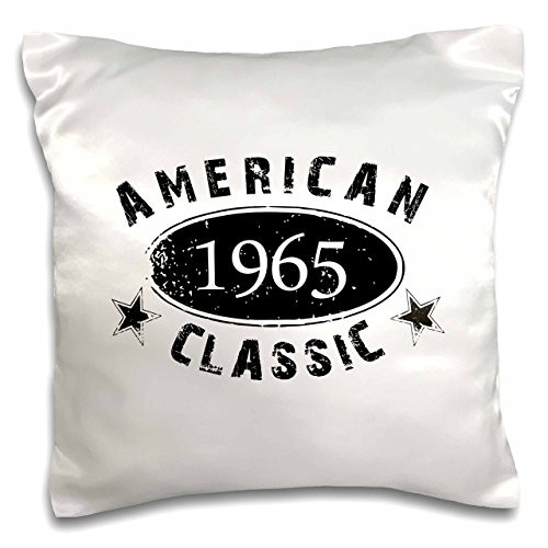 3D Rose 1965 American Classic-Personalized Birth Year Birthday Gift-Black Grunge Vintage Look-Funny Design Pillowcase, 16" x 16"