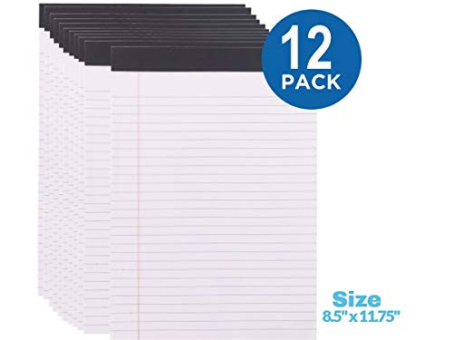 1InTheOffice Note Pads 8.5 x 11, Wide Ruled Writing Pads, White 50 Sheets per Notepads, 12 Pack