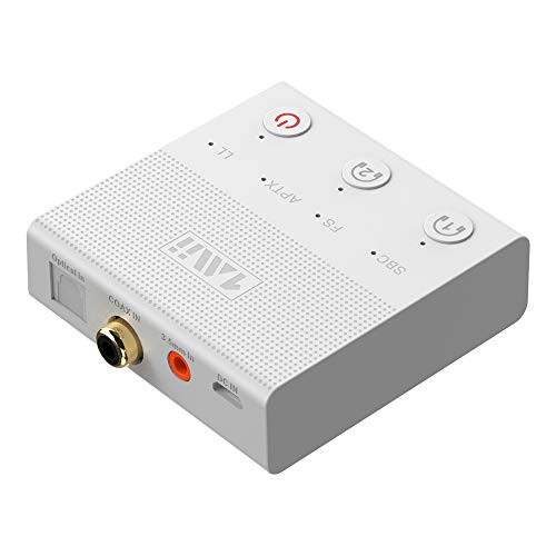 Bluetooth 5.0 Transmitter for TV PC Wireless Audio Adapter aptX HD & Low Latency Long Range Bluetooth Transmitter with Optical Coaxial RCA AUX 3.5mm USB Audio Inputs-1Mii B02