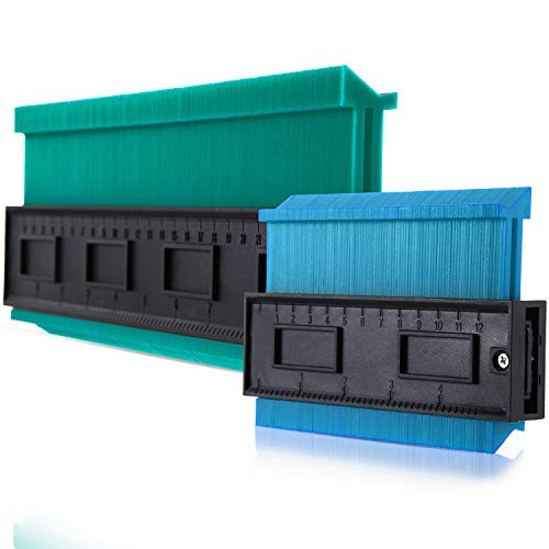 2 Pack Plastic Contour Gauge Profile Gauge Duplicator Copy Irregular Shapes Tracing Template Measuring Tool for Fit and Easy Cutting (Blue, Green)