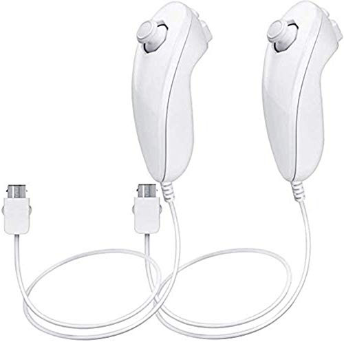 Wii Nunchucks Controller Remote, Aesybath Wii Nunchuck Compatible with Nintendo Wii Console(2 Pcs White)
