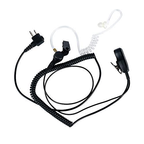 Klykon 2 Pin Nipple Covert Acoustic Tube Ear Pieces Headset with PTT Mic for Motorola CLS1110 CLS1410 CP100 CP200 GP88 GP300 RDM2070D Two Way Radios Walkie Talkie