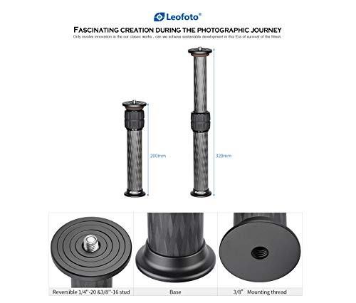 Leofoto DC-222C CF Tripod Extension Tube Carbon Fiber 2 Section Center Column Extender w 1/4" / 3/8" Stud Leofoto DC-222C CF Tripod Extension Tube Carbon Fiber 2 Section Center Column Extender w 1/4" / 3/8" Stud