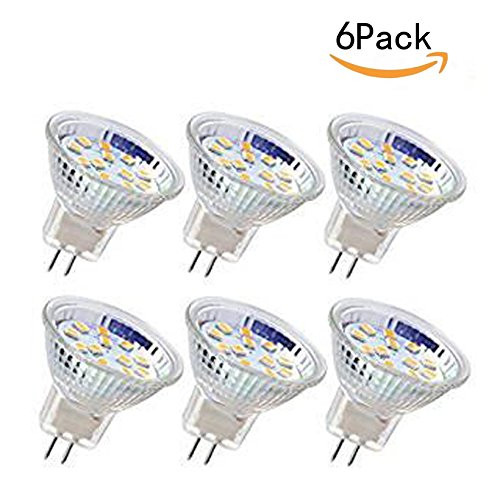 CTKcom 2W MR11 GU4 LED Bulb(6 Pack)- LED Flood Light Bulb SMD2835 12-LEDs 12VAC/DC 20-25W Halogen Bulbs Equivalent 6000K Cool White 200LM LED Spot Light Bulb for Home Indoor Offices Lighting,Pack of 6