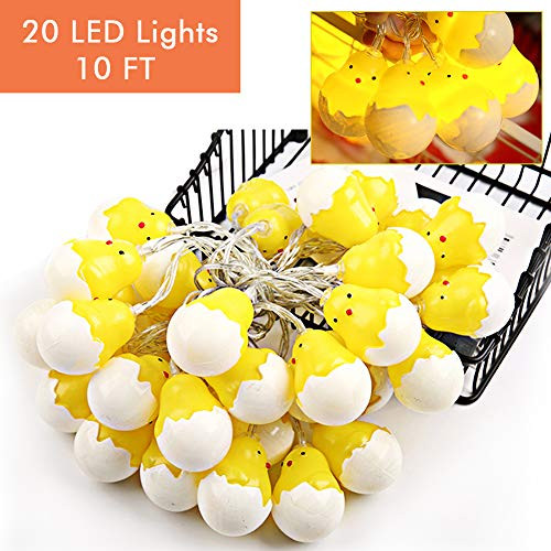 KORSMALL Easter LED String Lights, 10 FT Cute Mini Yellow Chicks Easter String Light for Easter Decoration Home and Easter Tree (Battery Operated?20 LED Lights)