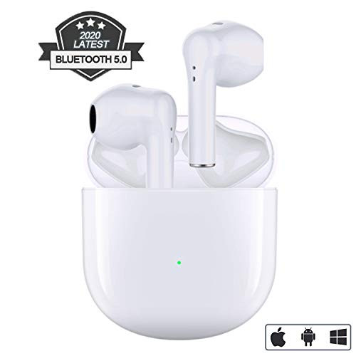 Bluetooth 5.0 Earbuds Wireless Headphones Smart Noise Cancelling 3D Stereo Built-in Mic in-Ear Headphones with 24H Charging Case IPX5 Waterproof Sports Headphones for iPhone/Android/Apple Airpods