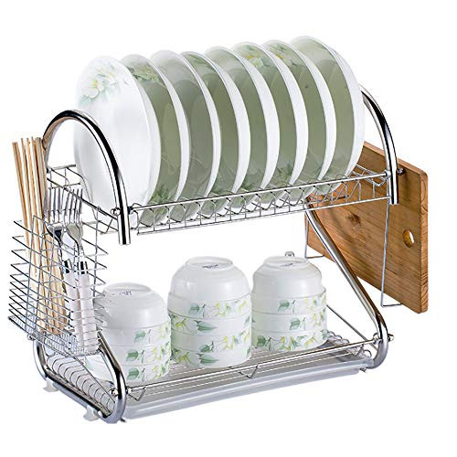 Dish Drying Rack, 2 Tier Dish Rack Chrome Dish Dryer with Cutting Board Holder Cup Holder and Dish Drainer for Kitchen Counter Dish Drying Rack, 2 Tier Dish Rack Chrome Dish Dryer with Cutting Board Holder Cup Holder and Dish Drainer for Kitchen Counter