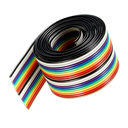 16ft/5m 20 Wire Rainbow Color Flat Ribbon IDC Wire Cable Flat Ribbon Cable Rainbow IDC Wire 1.27mm Pitch (20pin-5M)
