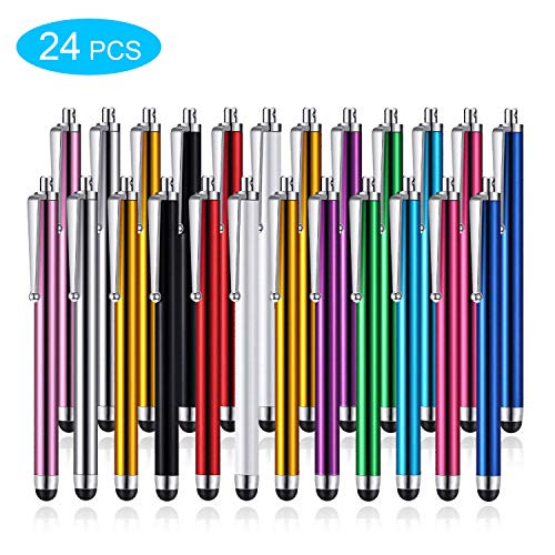 24 Pieces Stylus Pen Universal Touch Screen Stylus Pen Capacitive Stylus Pens for Most Devices Compatible with iPhone, iPad, Tablet (12 Colors)