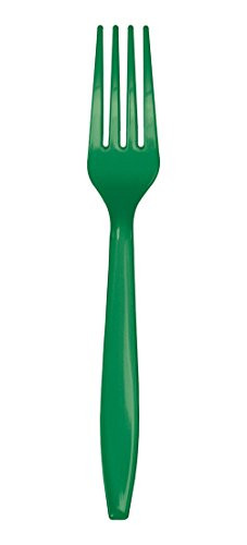 Creative Converting Touch of Color Premium 24 Count Plastic Forks, Emerald Green
