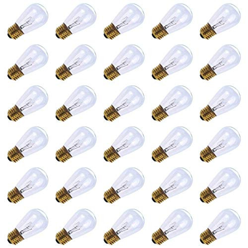 30 Pack S14 Clear Bulbs 11 Watt Warm Replacement Incandescent Glass Light Bulbs with E26 Medium Base for Indoor and Outdoor Patio Commercial Grade Vintage String Lights