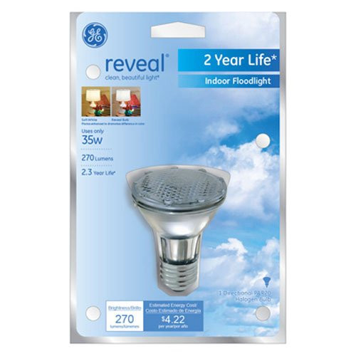 GE Lighting 74869 35-Watt 270-Lumen Track and Recessed PAR20 Halogen Light Bulb, Reveal GE Lighting 74869 35-Watt 270-Lumen Track and Recessed PAR20 Halogen Light Bulb, Reveal