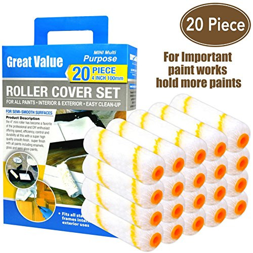 20 Piece for All Paints,Acrylic Mini Paint Roller,Paint Roller Refills,Paint Rollers,Paint Roller,Paint Roller Cover,Roller Covers,Tools, 4-inch Paint Roller Covers,Painters Roller,Painters Tools