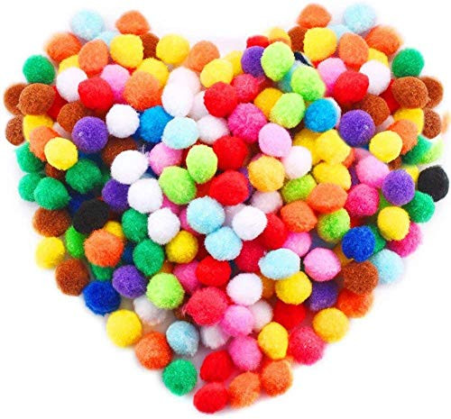 300 Pieces 1 Inch Assorted Pom Poms, Craft Pom Pom Balls, Colorful Pompoms for DIY Creative Crafts Decorations, Kids Craft Project