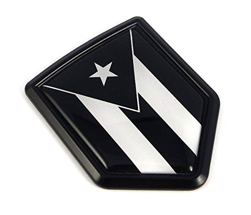 Puerto Rico Black and white flag Black Shield Car bike Decal crest Emblem
