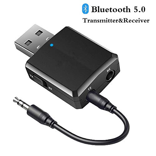 Joypro Portable Bluetooth 5.0 Transmitter and Receiver, 3-in-1 Wireless 3.5mm Adapter for TV PC Headphones Speakers Home/Car Stereo Sound System