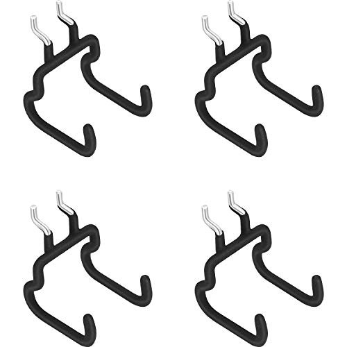 4 Pieces Pegboard Drill Holder, Pegboard Hooks Pegboard Organization Accessory Flat Double Utility Hook for Organize Tools, Accessories, Workbench, Garage Storage, Kitchen, Craft or Hobby Supplies
