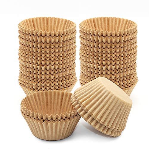 400Pcs Cupcake Liners Unbleached Muffin Liners Greaseproof Paper Baking Cups Natural Paper Cupcake Liners Standard Size Cup for Baking Muffin and Cupcake, Natural Color