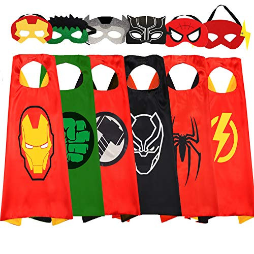 Superhero Capes for Kids 6PCS, 4-10-Year-Old Boys Avengers Toys, Superhero Dress up and Party Costumes Black