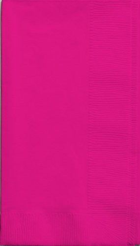 Creative Converting Touch of Color 2-Ply 50 Count Paper Dinner Napkins, Hot Magenta , 7.5" x 4.25" - 67177B