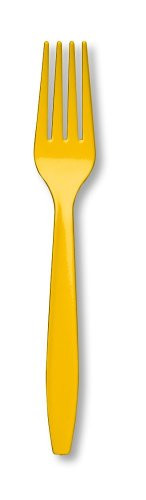 Creative Converting Touch of Color Premium 50 Count Plastic Forks, School Bus Yellow