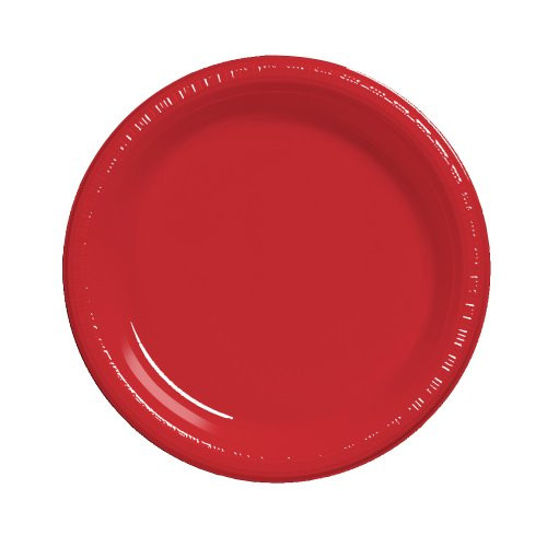 Creative Converting 50-Count Touch of Color Plastic Dessert Plates, Classic Red