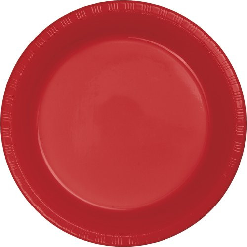 Creative Converting 50-Count Touch of Color Plastic Dinner Plates, Classic Red