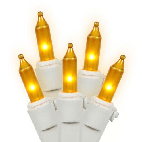 Vickerman 50 Light Mini Light Set Gold Lights on White Wire