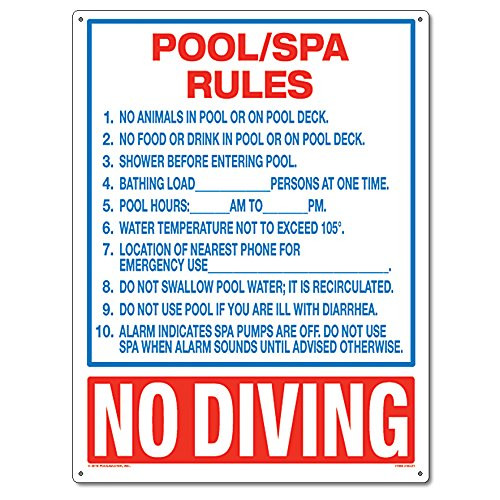 Poolmaster Sign for Residential or Commercial Swimming Pools and Spas, Pool/Spa Rules
