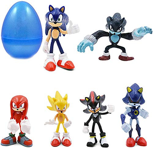 Jubasix 6 PCS Sonic Hedgehog Action Figures  The Sonic Action Figures Cake Toppers - Toys Birthday Gift Set