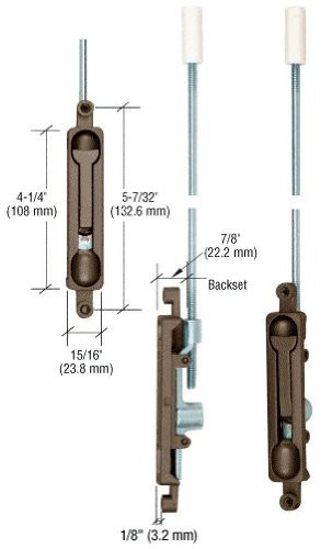C.R. LAURENCE DL2210DU18 CRL Dark Bronze 1/8" Offset Flush Bolt