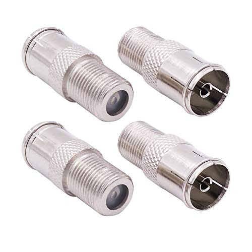 Fancasee (4 Pack) 75 Ohm F Type Female to PAL Female Plug Jack Adapter Barrel Connector Coupler Converter for TV Satellite FM Coax Coaxial Cable Antenna