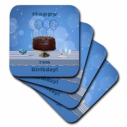 3dRose CST_123961_2 75Th Birthday Party with Chocolate Cake and Blue Balloons Soft Coasters, Set of 8 3dRose CST_123961_2 75Th Birthday Party with Chocolate Cake and Blue Balloons Soft Coasters, Set of 8