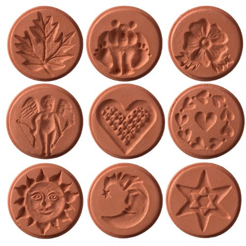 JBK Pottery Unique Cookie Stamps, Set of 9