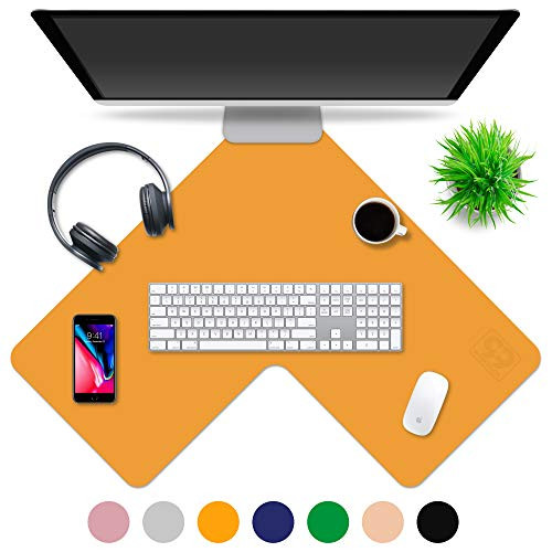 Multipurpose Office Corner Desk Pad and Computer Large Corner Desk Pad - Waterproof Office Desk Mat and Corner Desk Blotter Pad - Home Office Accessories - Durable Corner Desk Pad Protector (Orange)