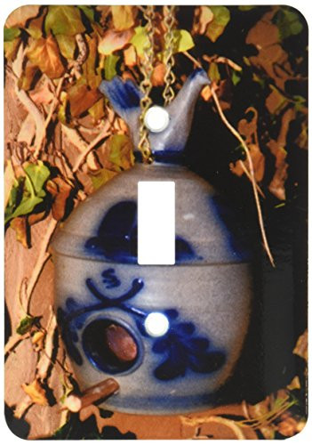 3dRose lsp_165308_1 a Beautiful Gray and Blue Ceramic Bird House Light Switch Cover