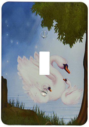3dRose lsp_200942_1 A family of swans swimming in a starry night on the lake Single Toggle Switch