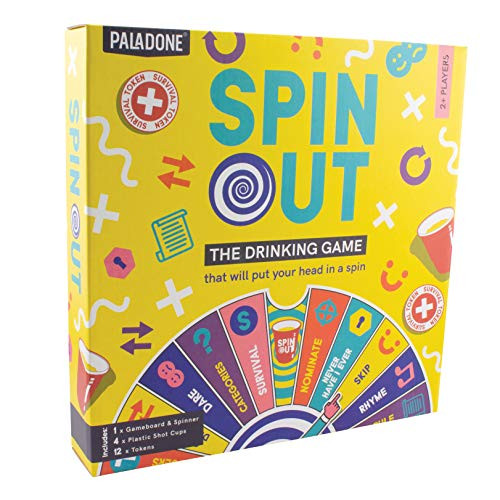 Spin Out Drinking Game with Gameboard and Shot Cups