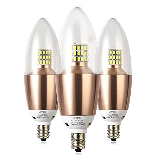 Candelabra LED Bulbs, LED 6 Watt Light Bulbs, Warm White 3000K Candelabra Base LED Bulb, E12 Candelabra Base LED Lights, Save Energy Light Bulbs for Home Lighting,3 Pack