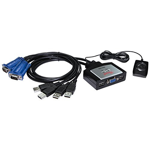 2 Port USB KVM Switch RKV-2UC. Built-in USB Cable and Switch Remote. 1 Set of VGA Monitor & USB Keyboard/Mouse to Control up to 2 Computers. VGA Port Supports up to 2048 x 1536 Resolution