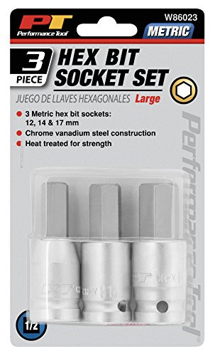 Performance Tool W86023 Hex Bit Socket Set, Large, 3-Piece